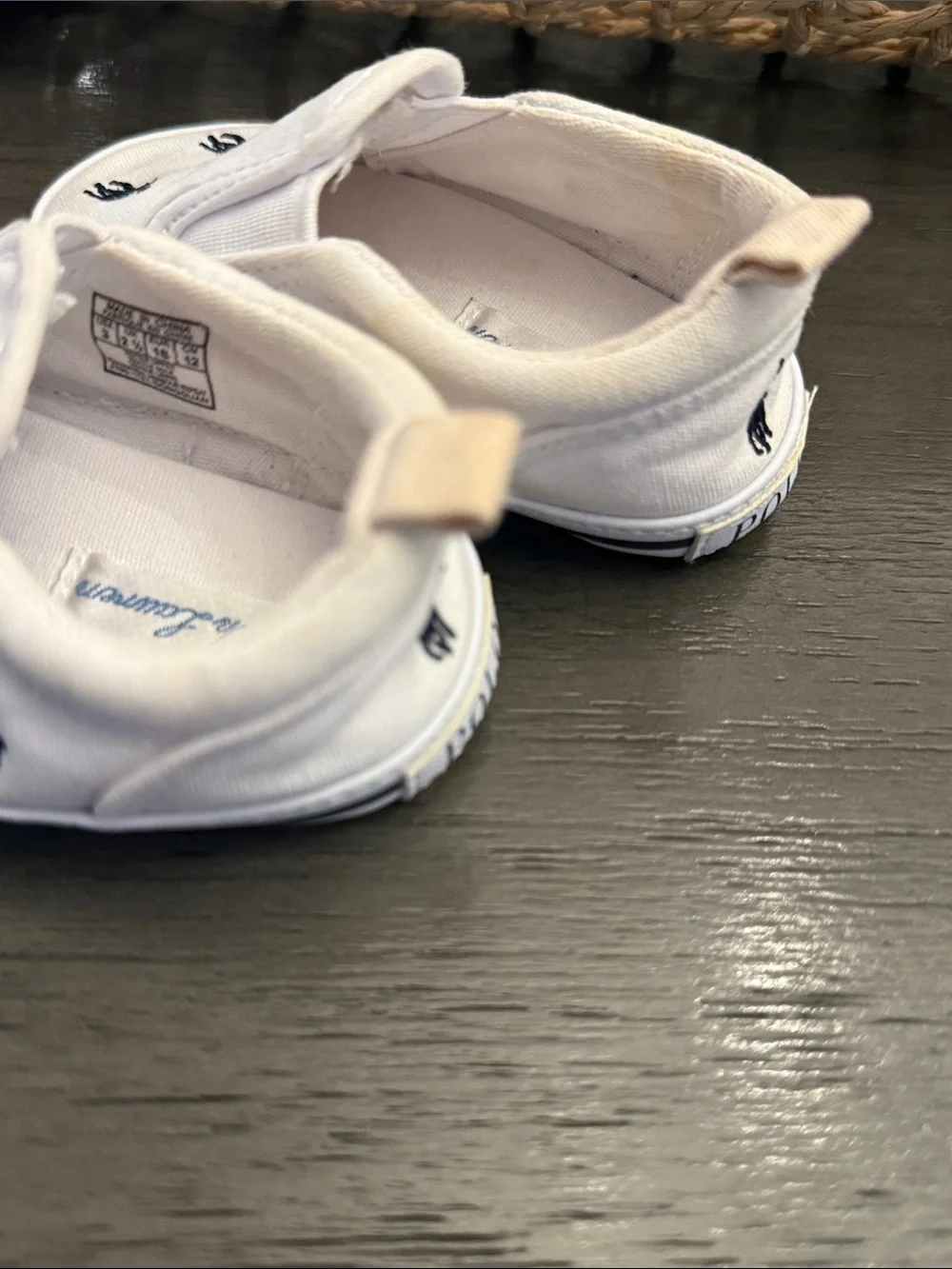 Ralph Lauren Baby Boys White Canvas Bal Harbour Repeat Slip On Sneakers 3 months
